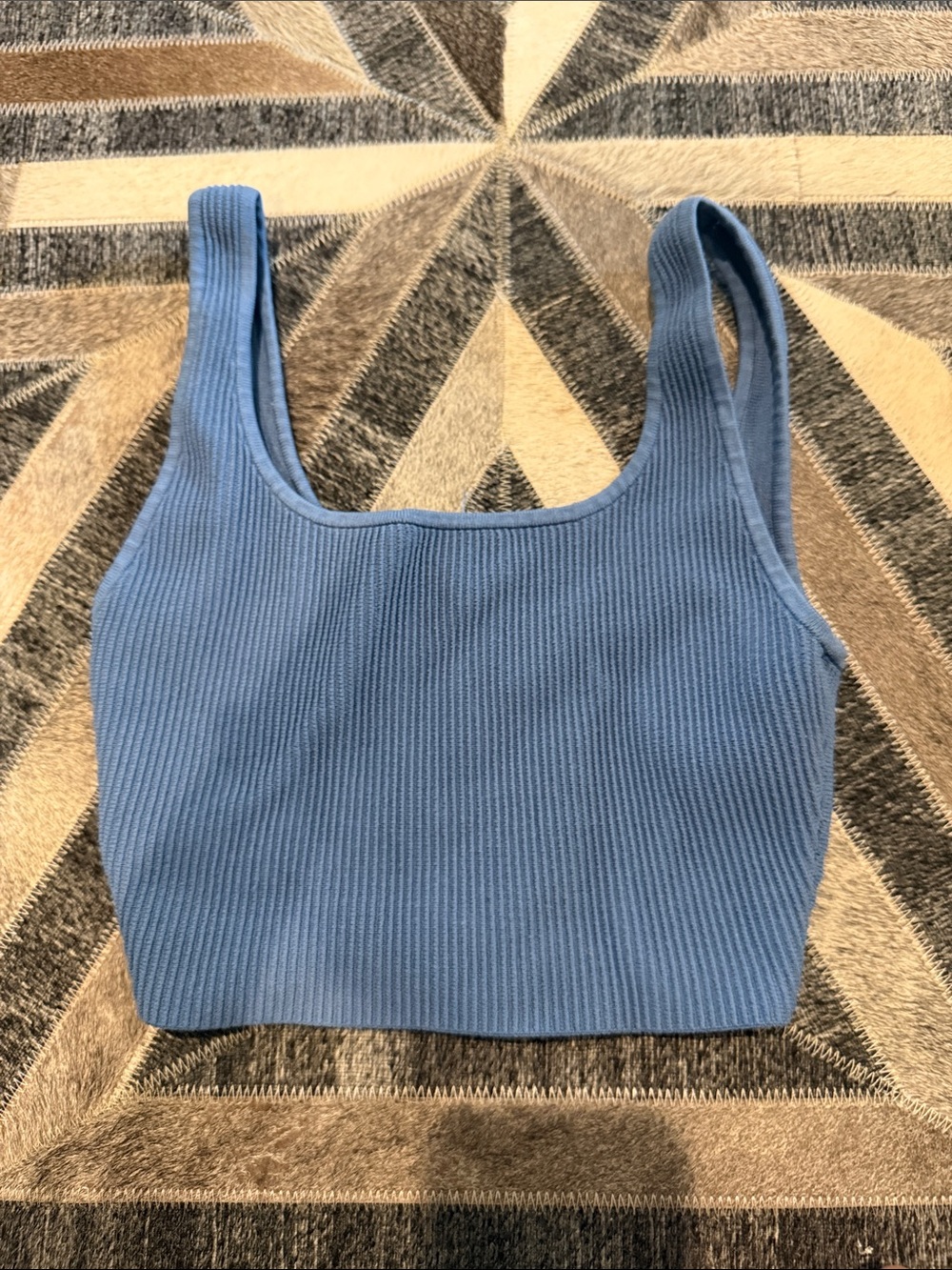 Babaton Blue Ribbed Crop Tank